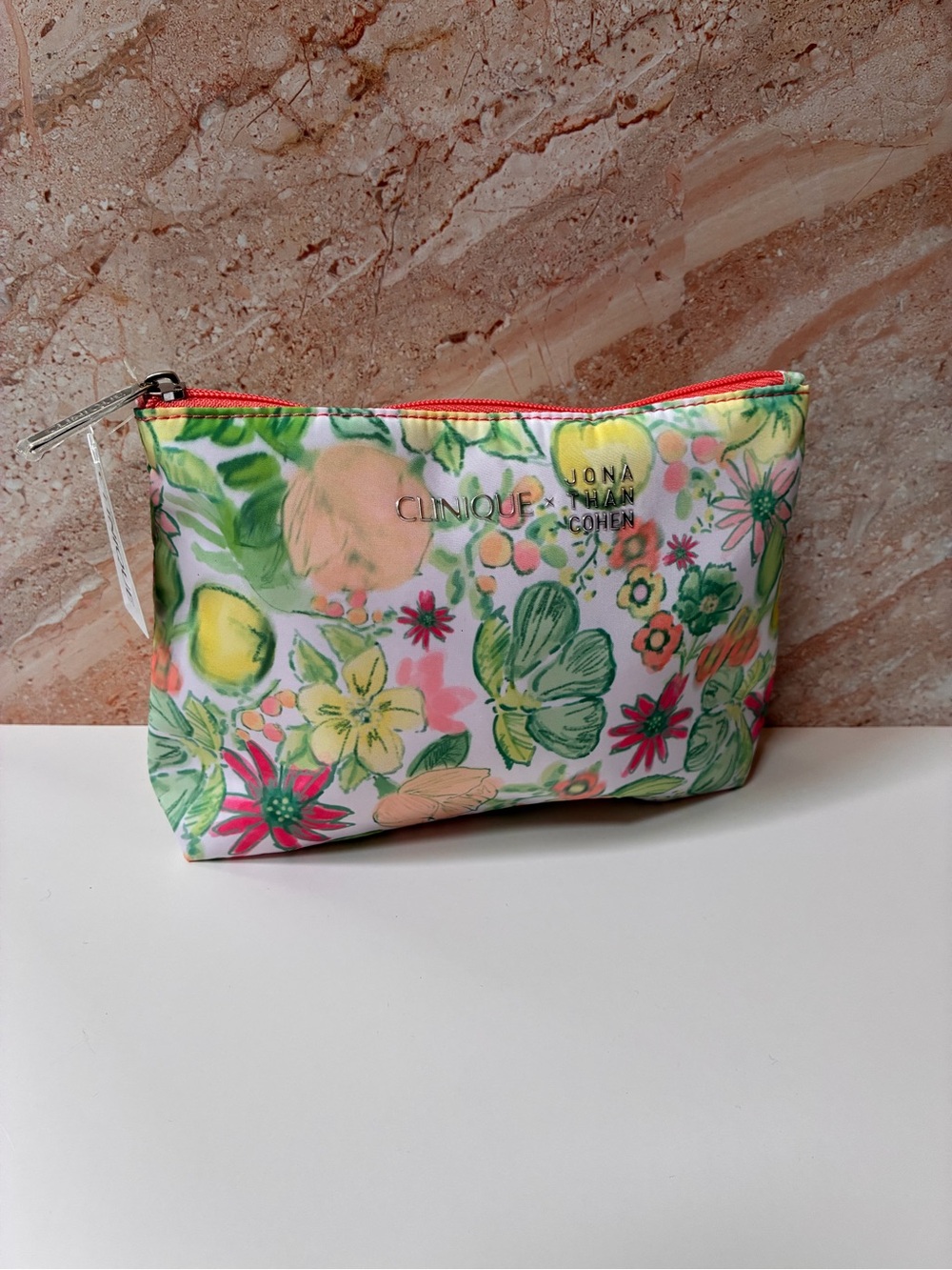 Clinique Floral Cosmetic Pouch in Pink, Green & Yellow